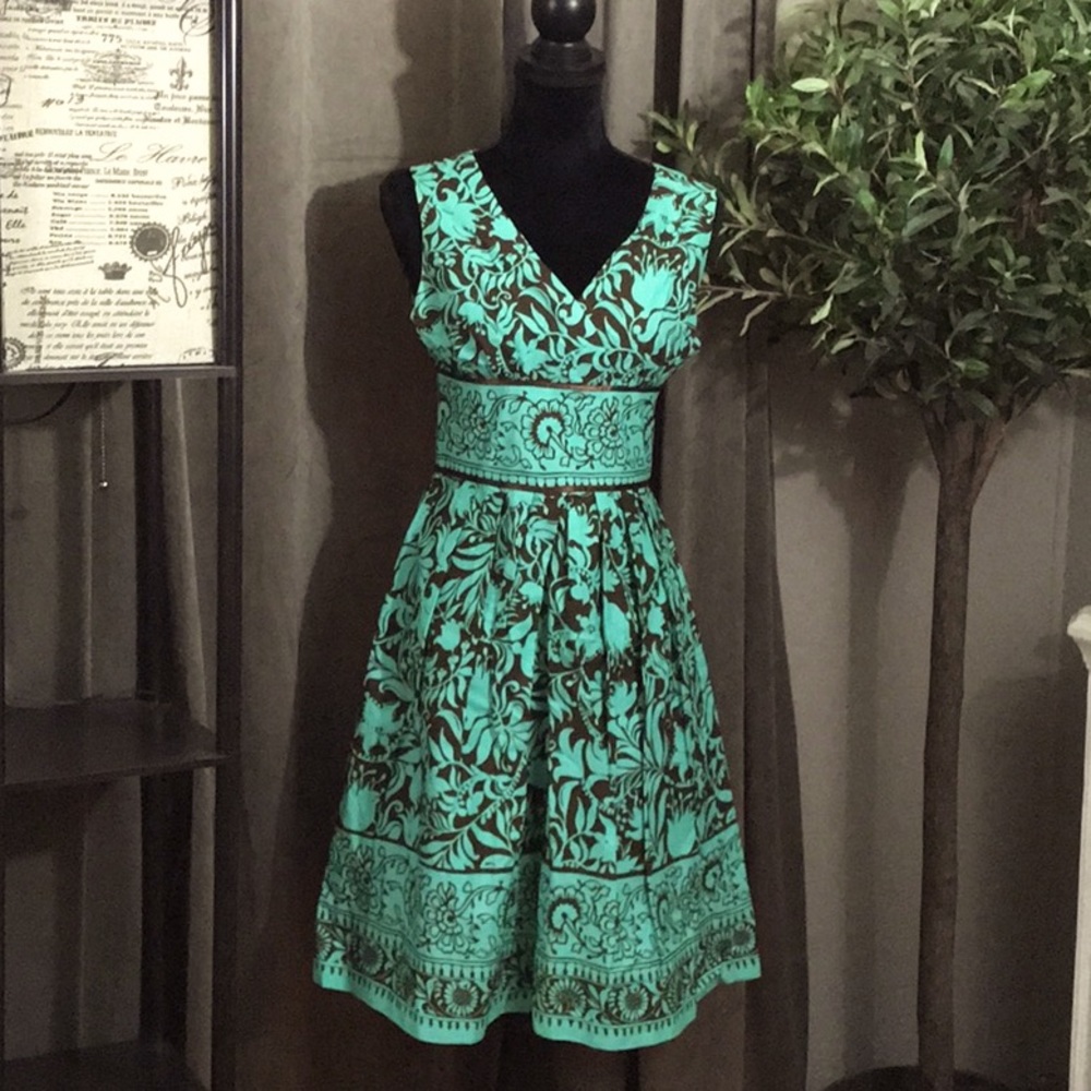 Chocolate and turquoise Spring dress